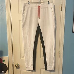 Armani Exchange size large White Joggers with Black Stripe and Red Drawstring